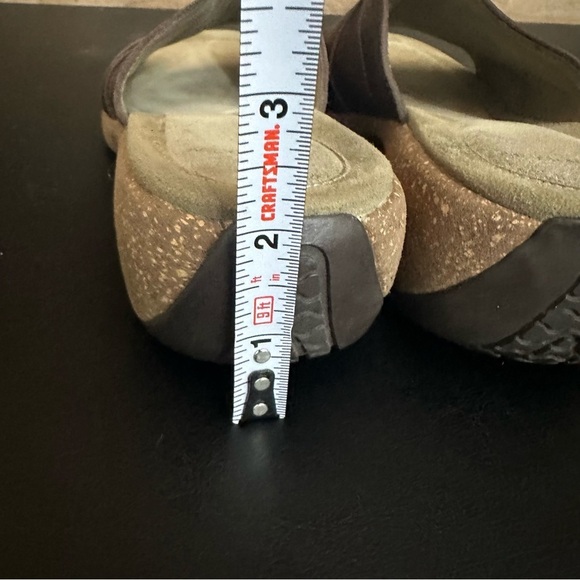 Merrell Sundial Slide Wedge Heel Sandals Fudge Brown Women's 8 Leather Slip-On - Picture 4 of 10